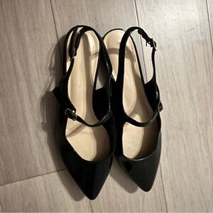 Mary Jane leather pointy toe sling back flats